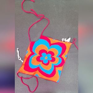 NWOT Rare Hanky Halter Tie Top 70s flower design